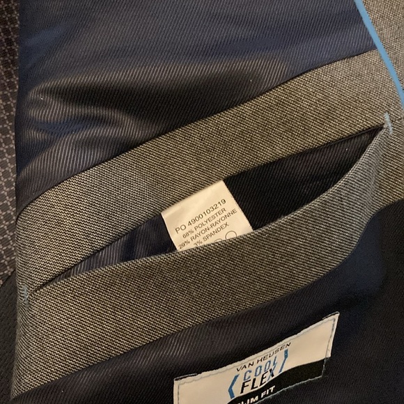 Van heusen mens sport coat cool flex 48L slim fit gray polyester blend - Picture 6 of 11